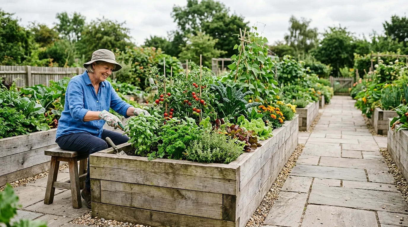 Accessible raised bed at wheelchair height for gardening with disabilities