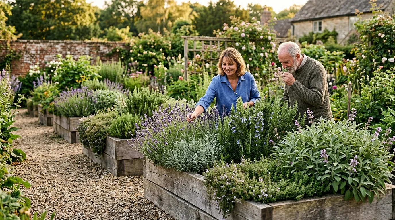 An accessible sensory garden with herbs and scented plants for gardening with disabilities