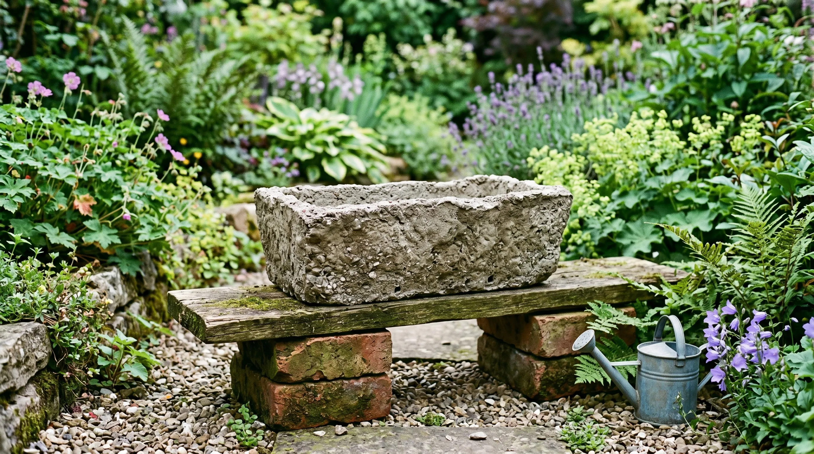 Hypertufa trough being made in a homemade cardboard mould with cement mix