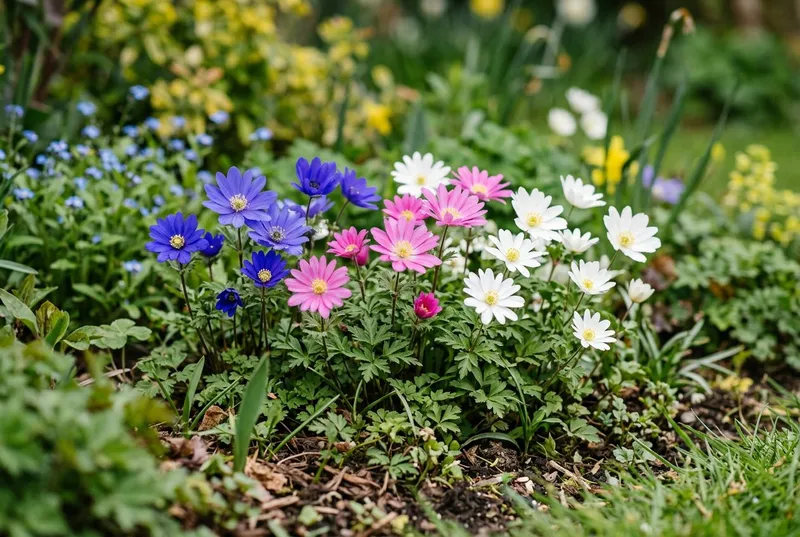 Anemone (Anemone blanda) growing in a UK garden