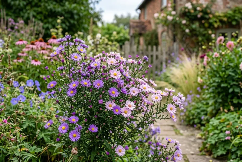 Aster (Aster novi-belgii) growing in a UK garden