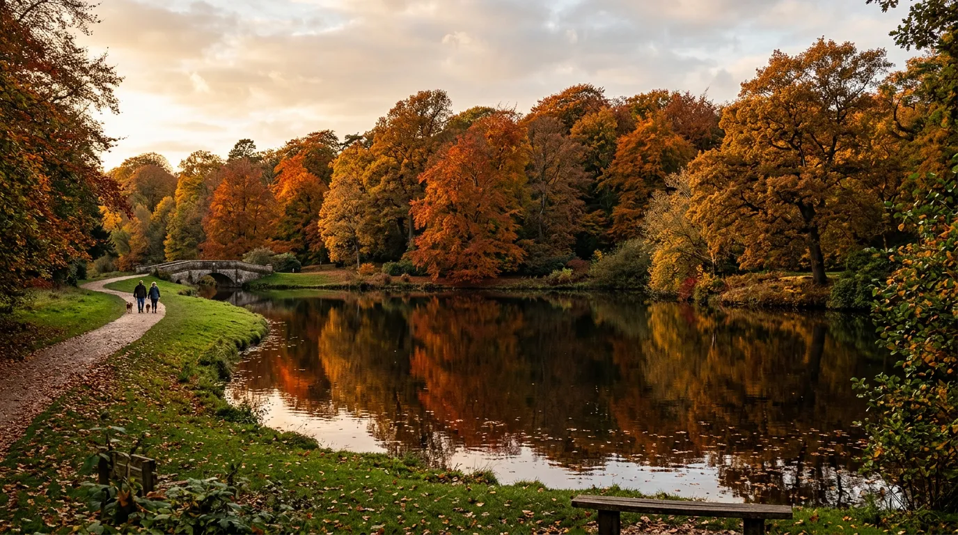 Best trees for autumn colour UK showing a Japanese maple with fiery red leaves in a British garden