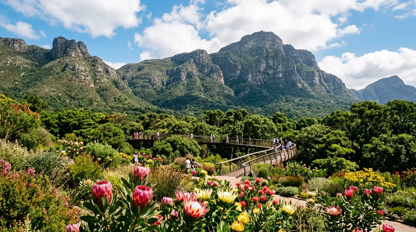 Best gardens in the world Kirstenbosch botanical garden in Cape Town with proteas and Table Mountain