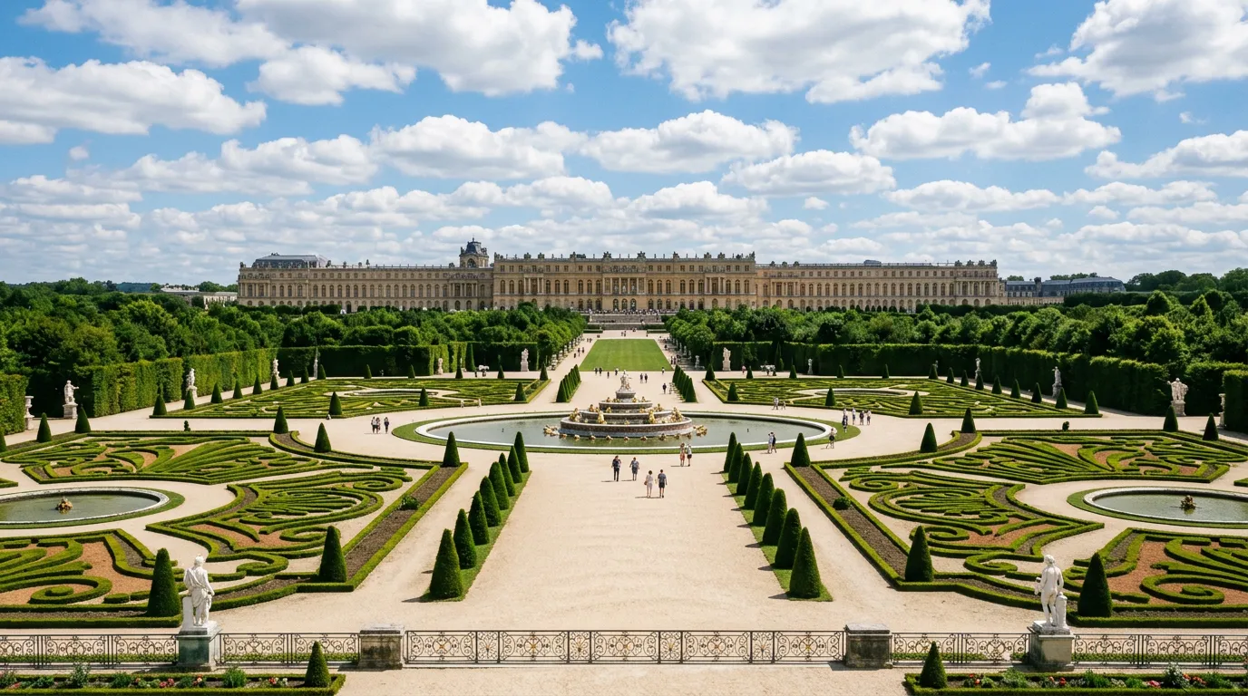 Best gardens in the world formal French garden with symmetrical hedgerows and ornamental fountains at Versailles