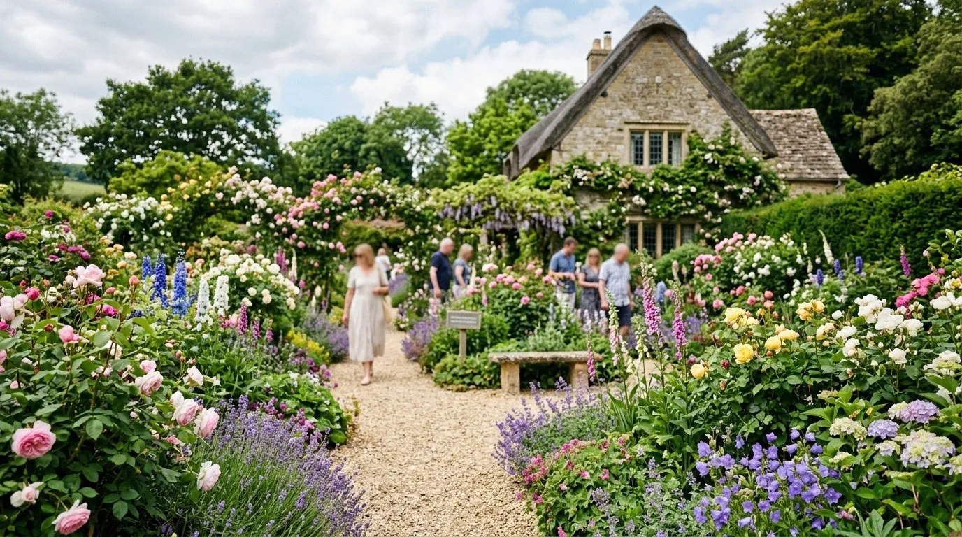 UK garden scene showing best open gardens in seasonal context