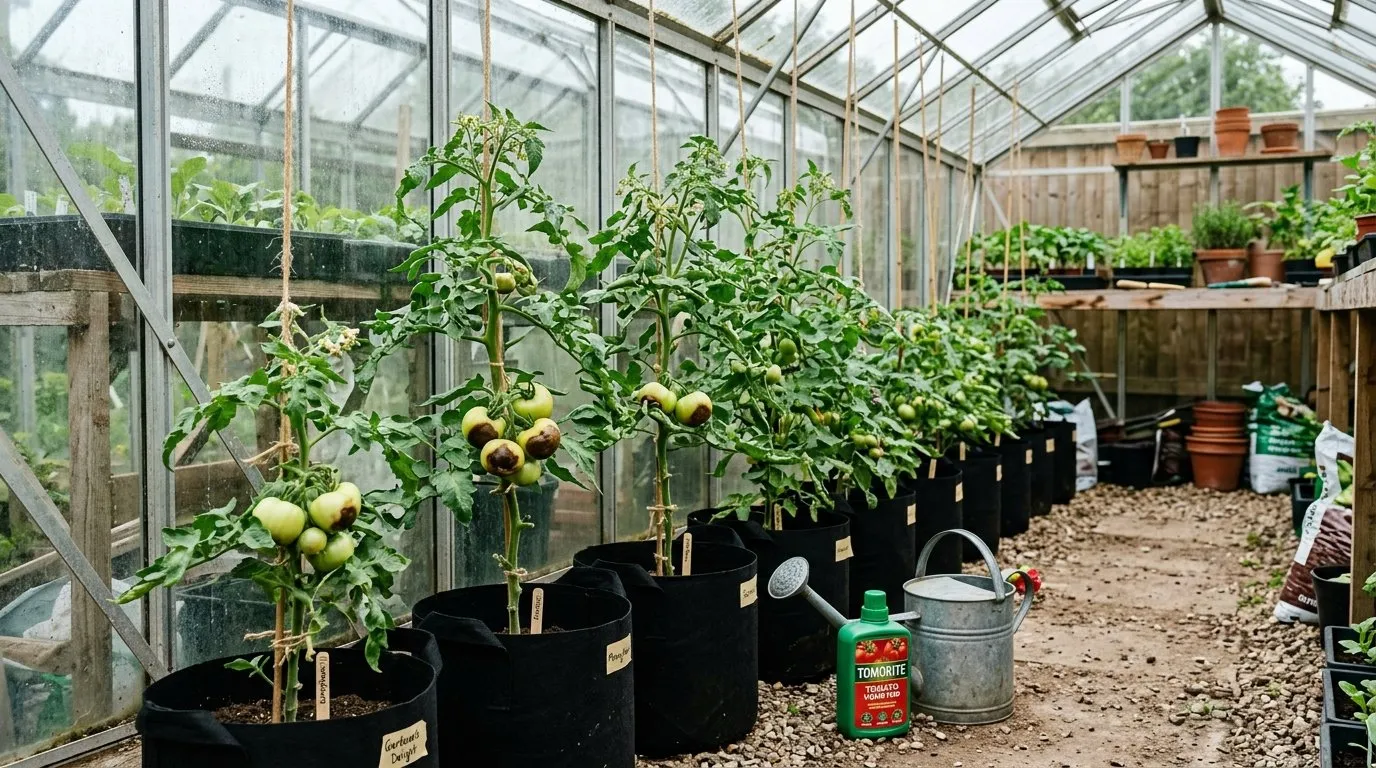 Calcium deficiency causing blossom end rot in developing tomato fruit cross-section