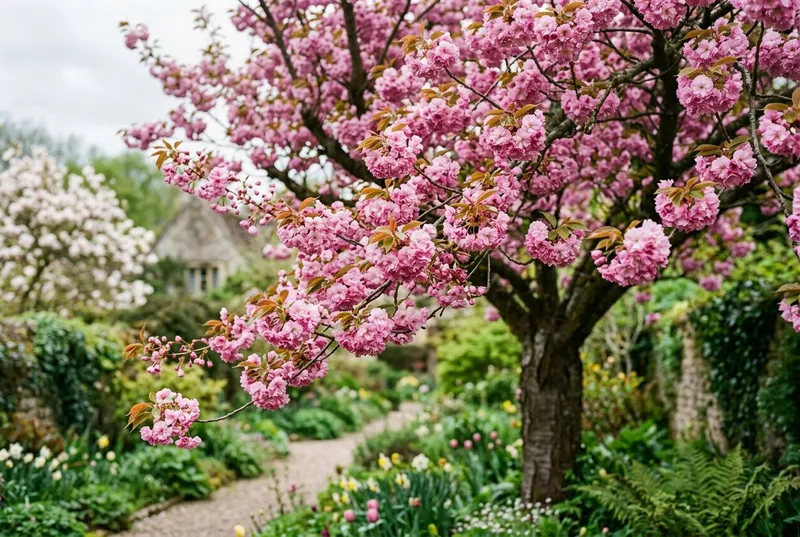 Cherry Tree (Prunus 'Kanzan') growing in a UK garden