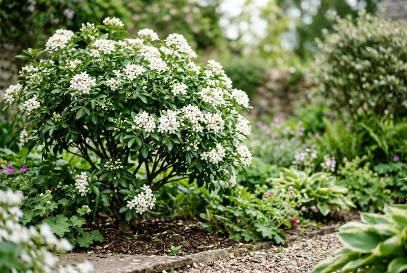 Choisya (Choisya ternata) growing in a UK garden