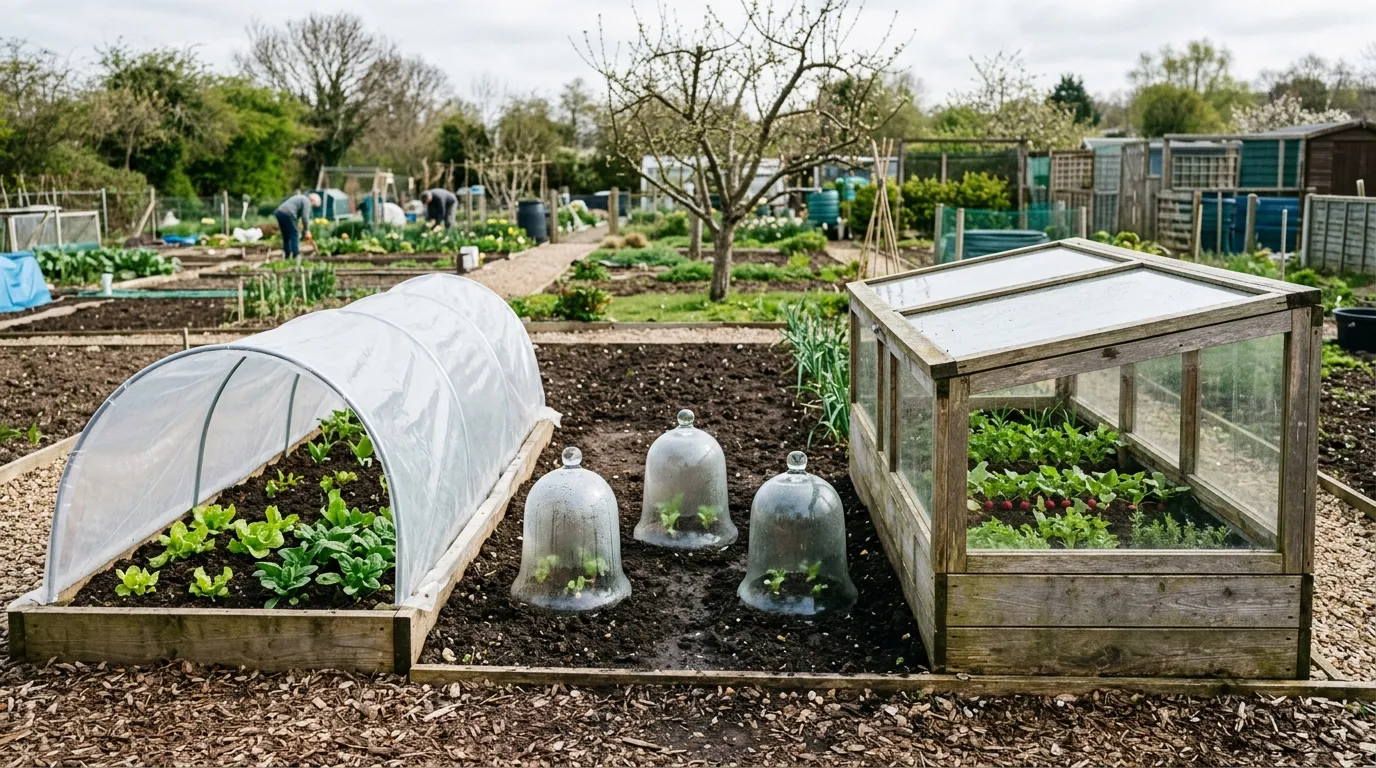 Comparison of growing structures in a UK allotment garden