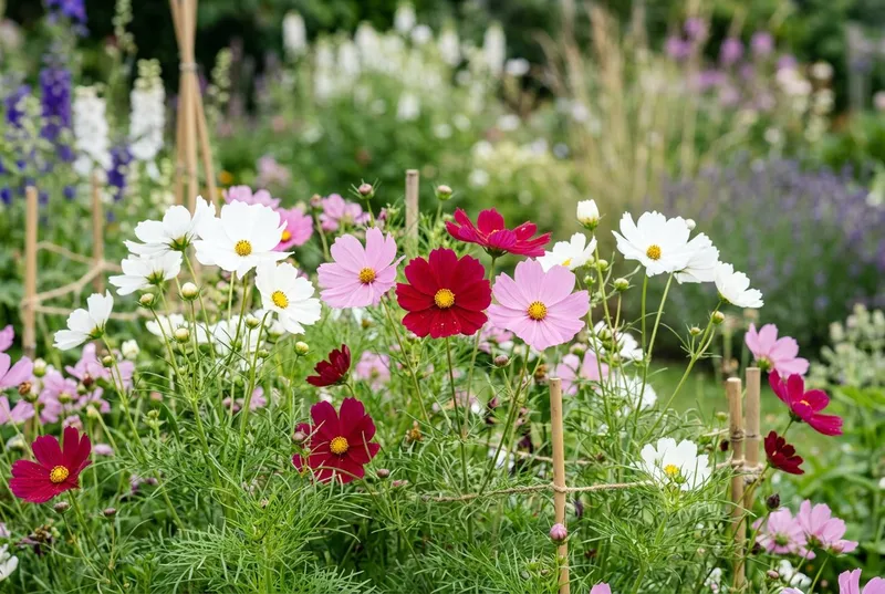 Cosmos (Cosmos bipinnatus) growing in a UK garden