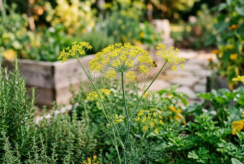 Dill (Anethum graveolens) growing in a UK garden