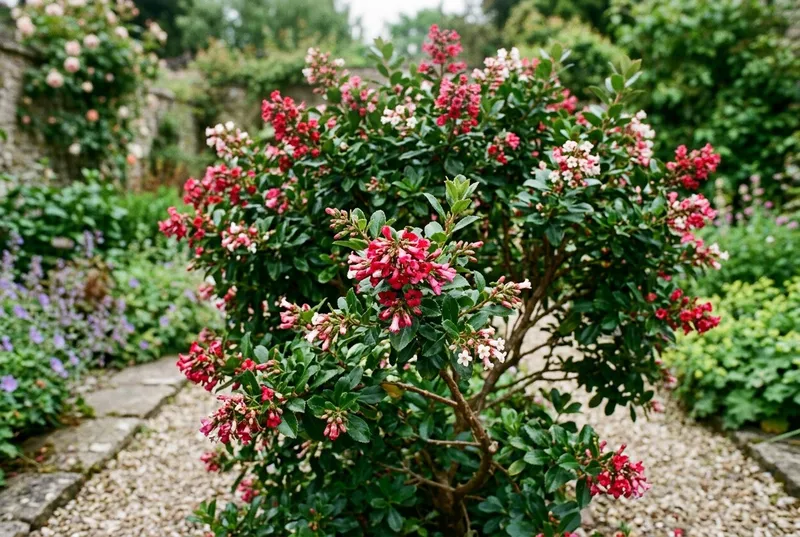 Escallonia (Escallonia rubra) growing in a UK garden