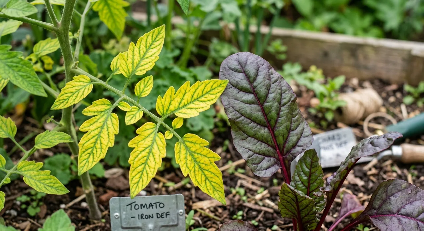 How to feed garden plants showing nutrient deficiency symptoms on leaves including yellowing and purple tints