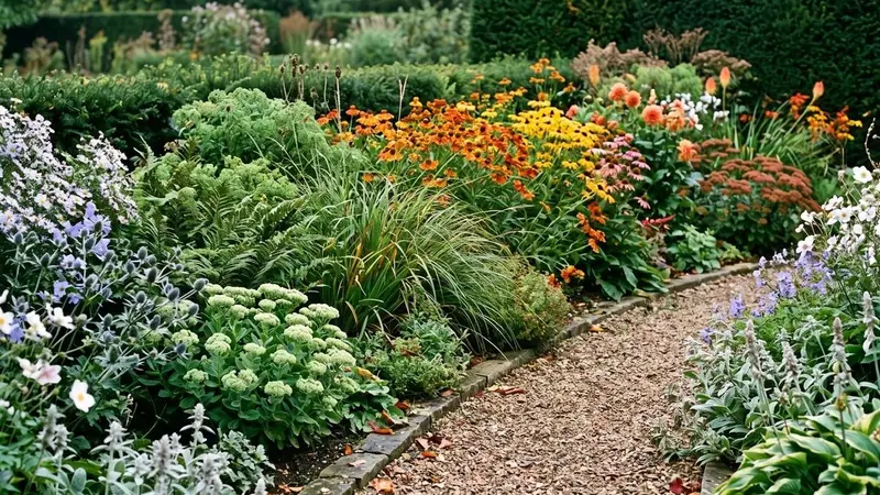 Illustrative UK border using Gertrude Jekyll's cool-to-warm colour progression