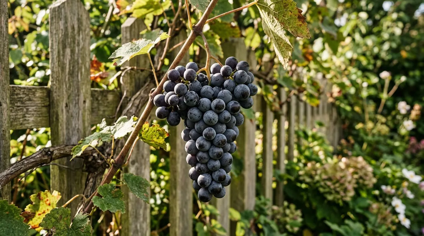 Ripe Boskoop Glory grapes ready for picking in September