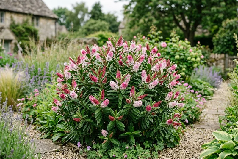 Hebe (Hebe 'Great Orme') growing in a UK garden