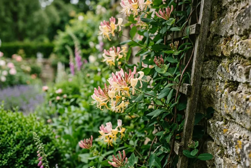 Honeysuckle (Lonicera periclymenum) growing in a UK garden