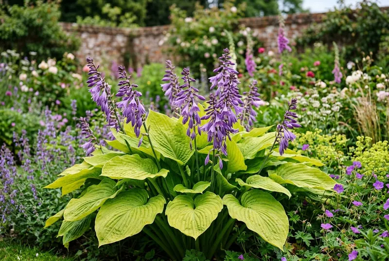 Hosta (Hosta 'Sum and Substance') growing in a UK garden