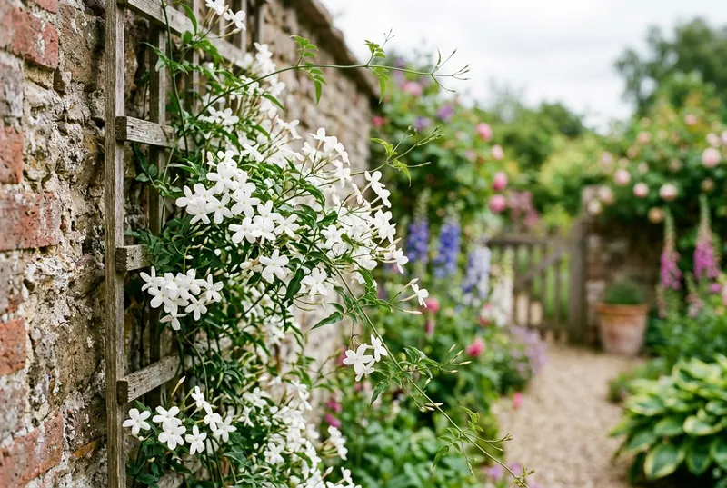 Jasmine (Jasminum officinale) growing in a UK garden