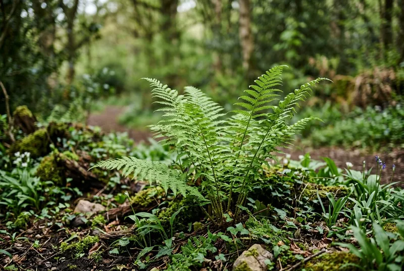 Lady Fern (Athyrium filix-femina) growing in a UK garden