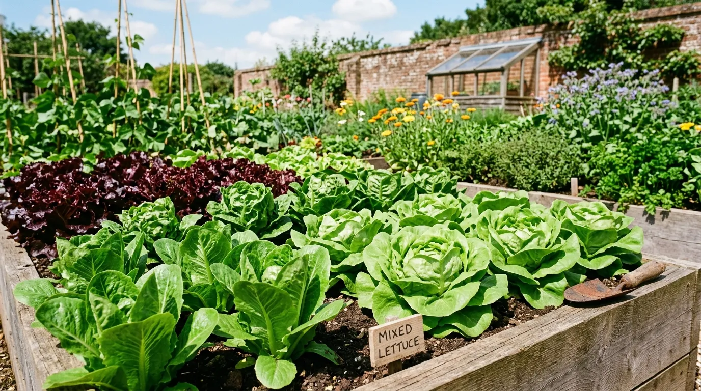 Healthy resistant lettuce varieties growing in a UK garden with good spacing and airflow