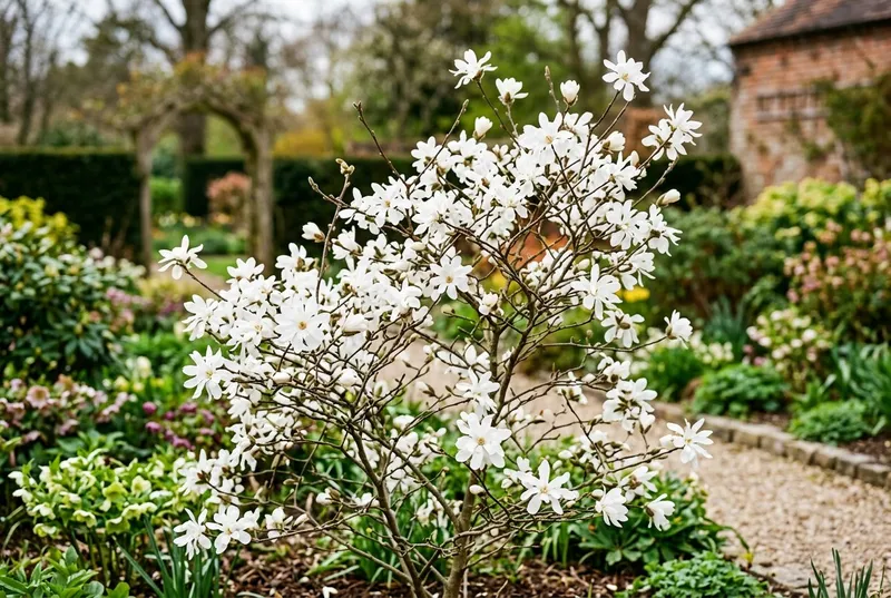 Magnolia (Magnolia stellata) growing in a UK garden