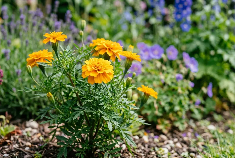 Marigold (Tagetes patula) growing in a UK garden