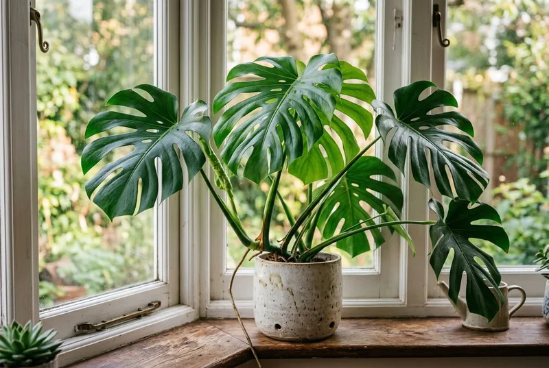 Monstera (Monstera deliciosa) growing in a UK garden