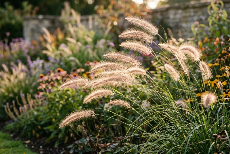 Fountain Grass (Pennisetum alopecuroides) growing in a UK garden