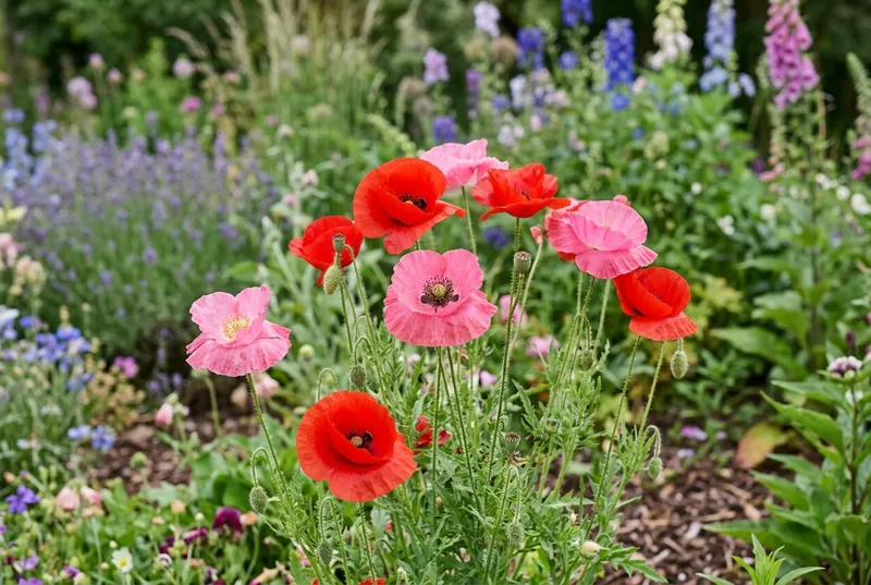 Poppy (Papaver rhoeas) growing in a UK garden