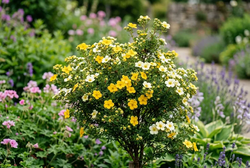 Potentilla (Potentilla fruticosa) growing in a UK garden