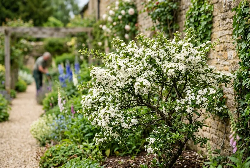 Pyracantha (Pyracantha coccinea) growing in a UK garden
