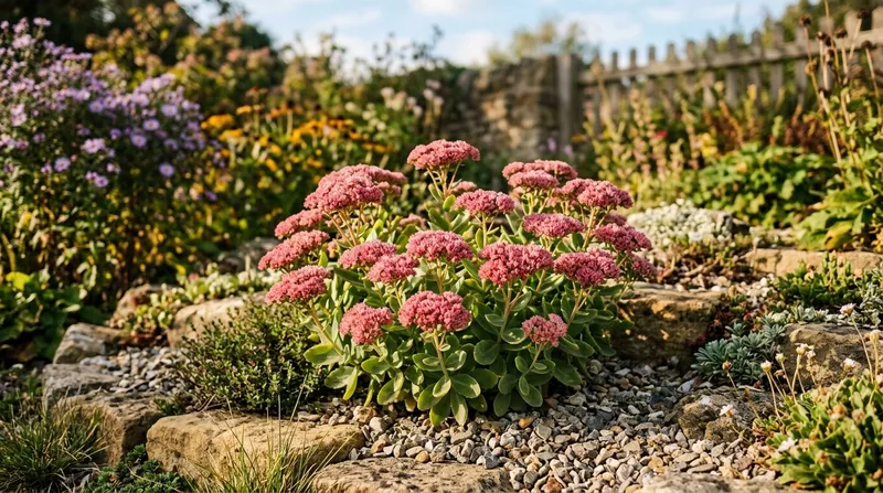 Sedum (Sedum spectabile) growing in a UK garden