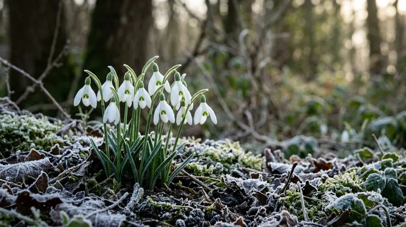 Snowdrop (Galanthus nivalis) growing in a UK garden