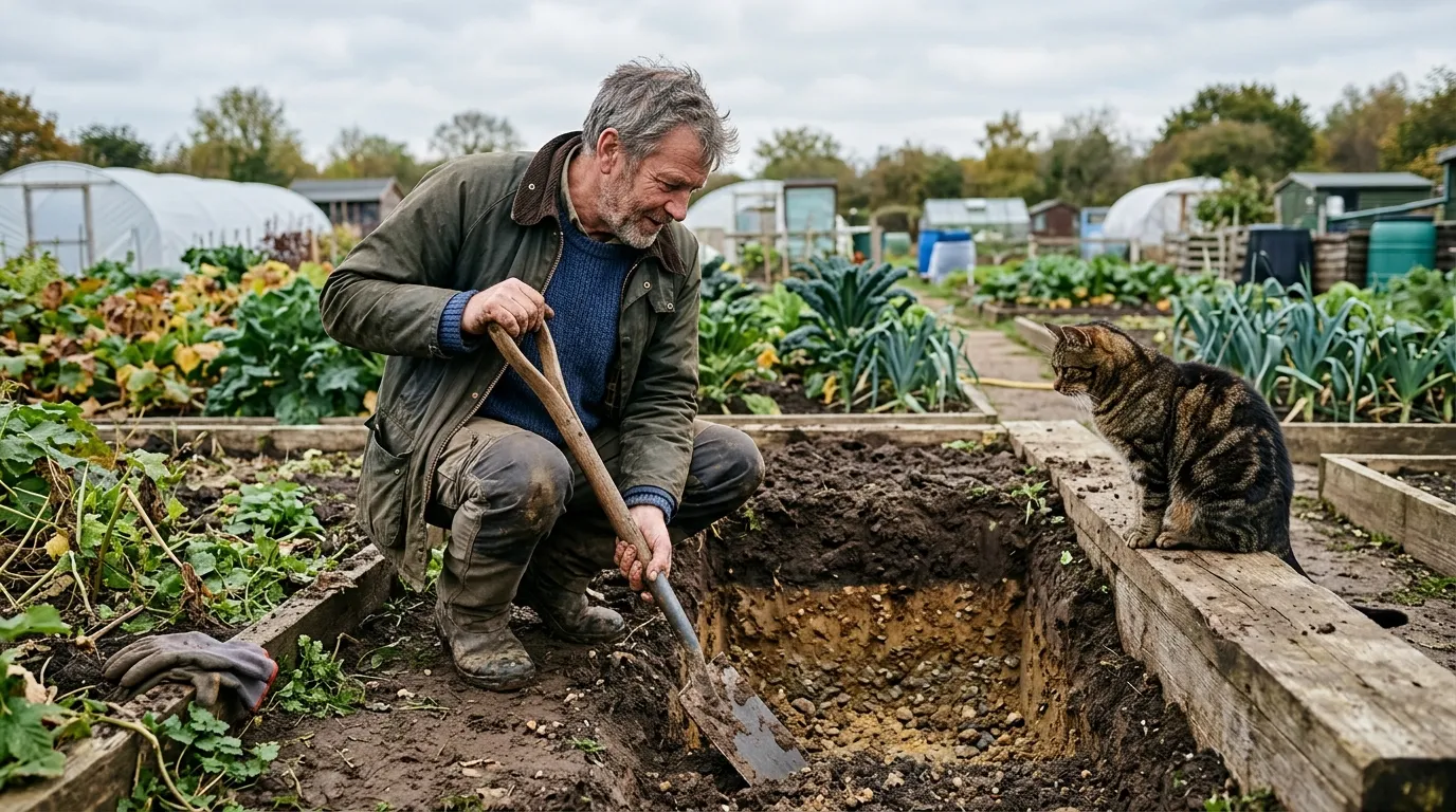 Soil drainage structure guide showing soil profile layers in a UK garden