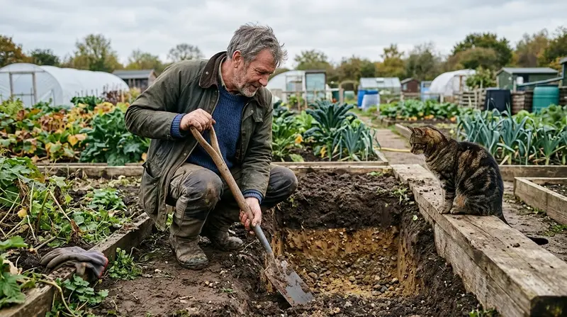 Soil drainage structure guide showing soil profile layers in a UK garden