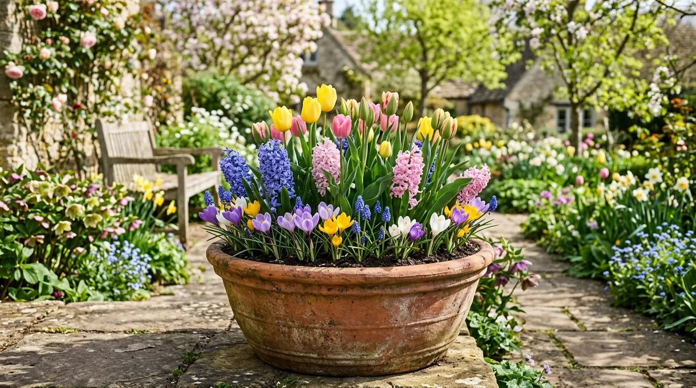 Cross-section diagram of a lasagne bulb pot showing three layers