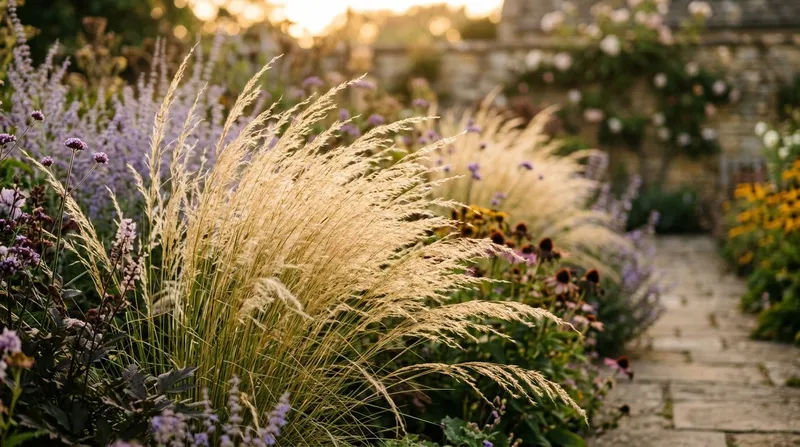 Mexican Feather Grass (Stipa tenuissima) growing in a UK garden