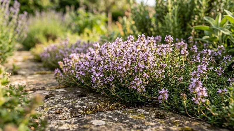 Thyme (Thymus vulgaris) growing in a UK garden