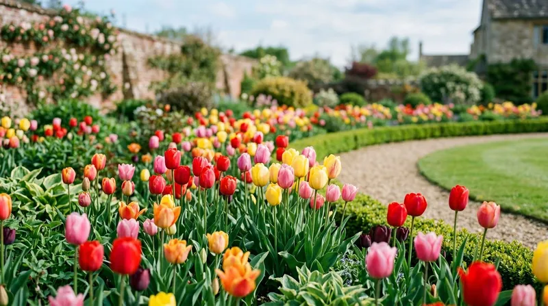 Tulip (Tulipa gesneriana) growing in a UK garden