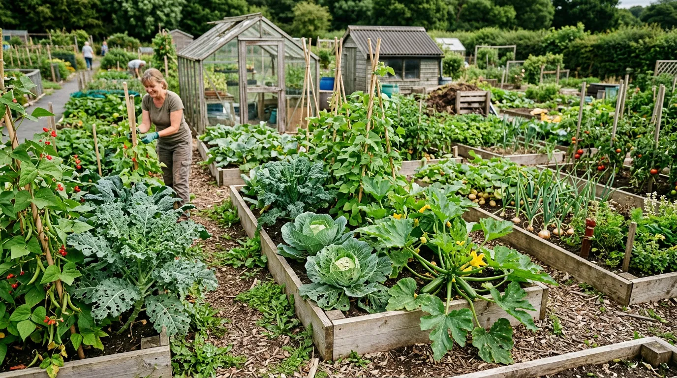 Close-up of vegetable pests and diseases UK allotment showing cabbage white caterpillar damage on brassica leaves