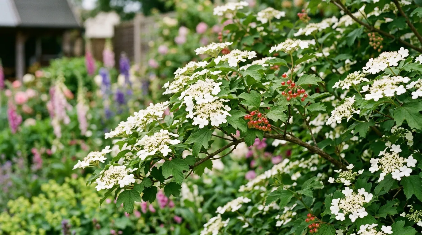 Viburnum bodnantense Dawn flowering with pink blooms on bare winter branches in a UK garden