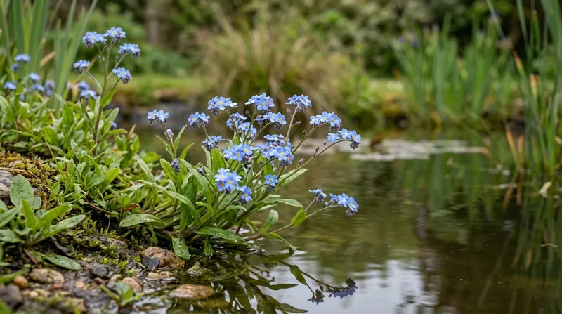 Water Forget-me-not (Myosotis scorpioides) growing in a UK garden