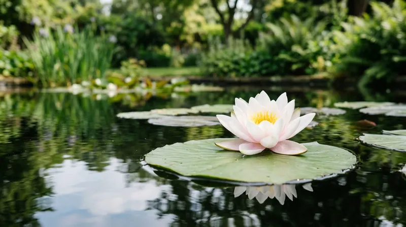White Water Lily (Nymphaea alba) growing in a UK garden