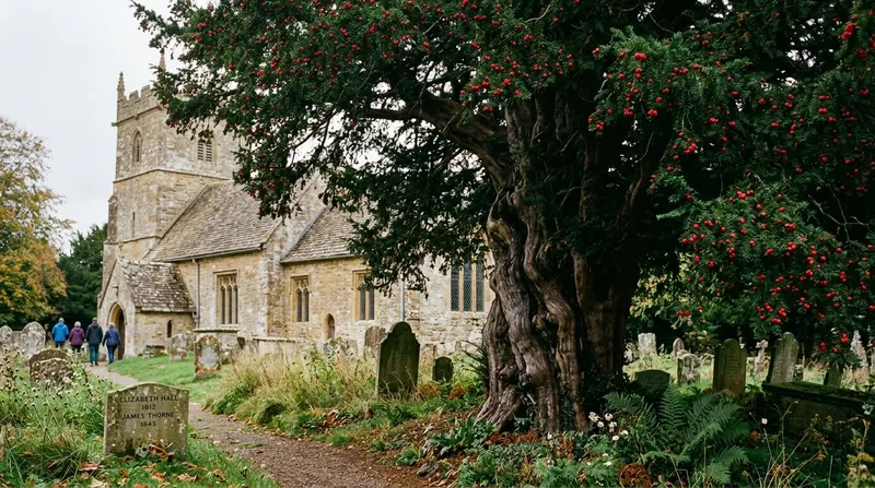 Yew (Taxus baccata) growing in a UK garden