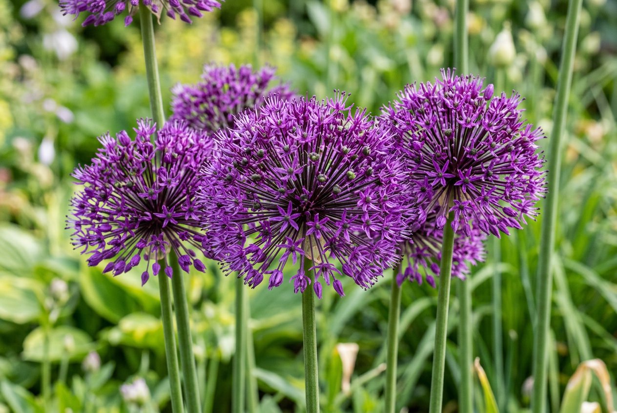 Allium 'Purple Sensation' (Allium aflatunense 'Purple Sensation') in bloom
