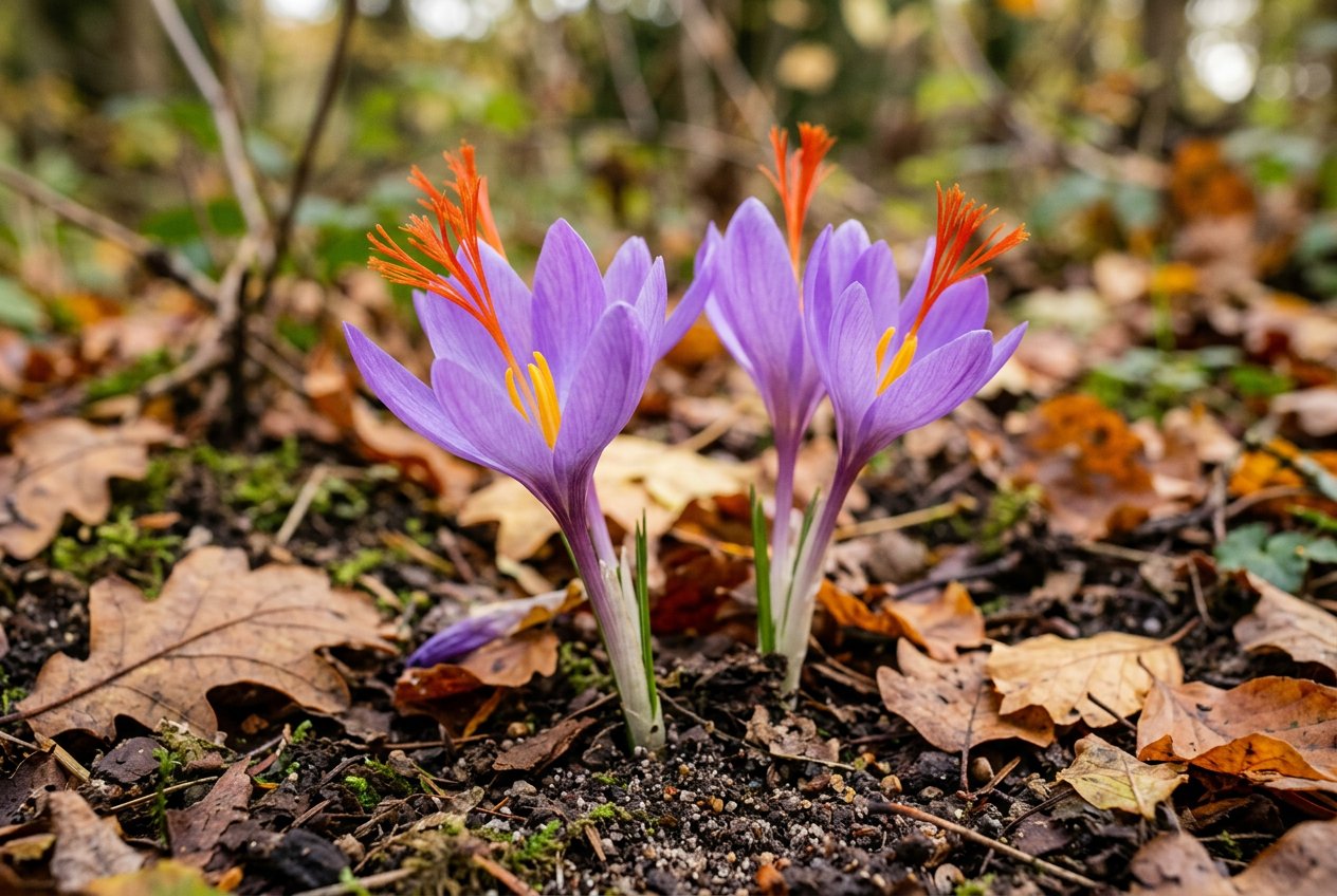 Crocus nudiflorus (Crocus nudiflorus) in bloom