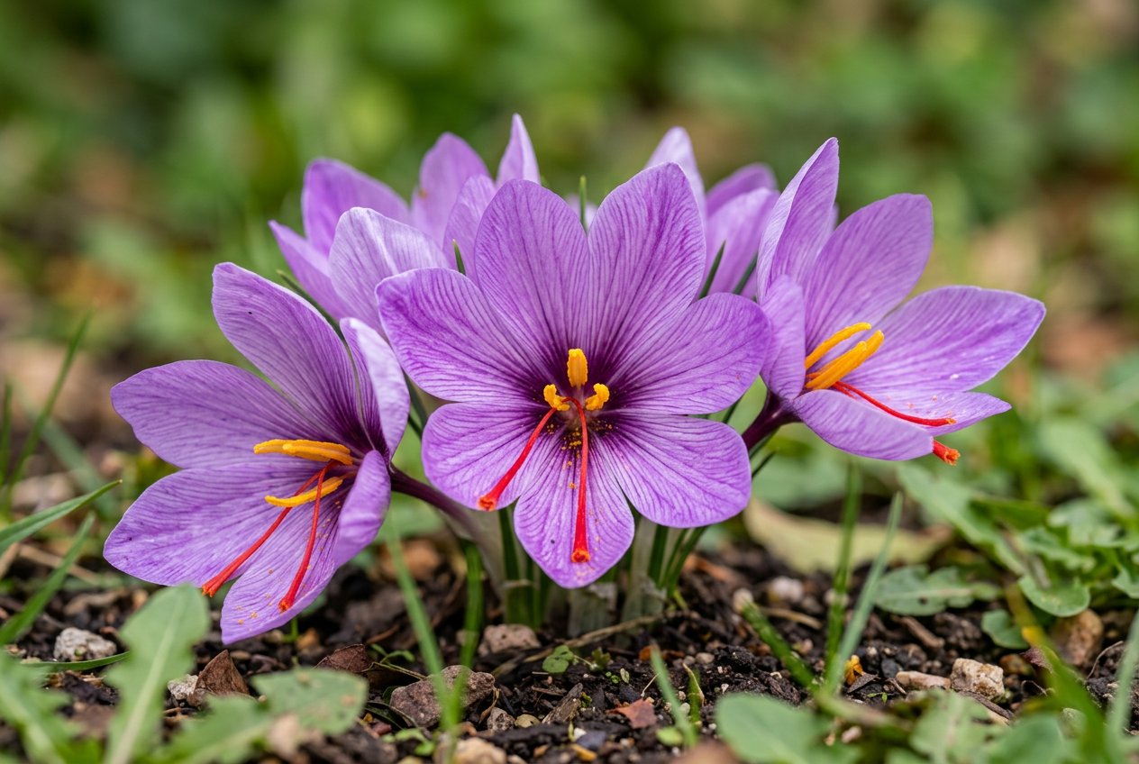 Crocus sativus (Crocus sativus) in bloom