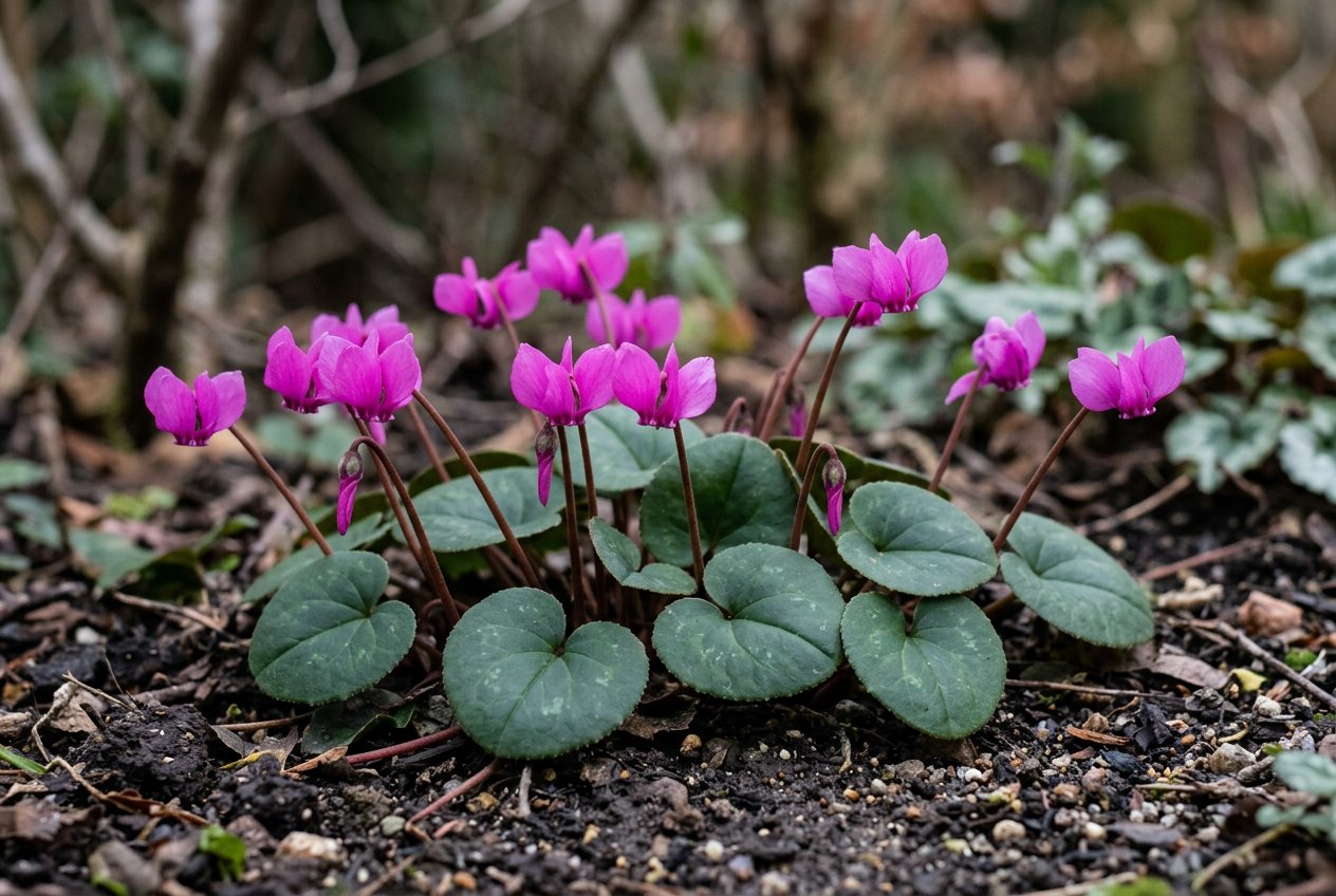 Cyclamen coum (Cyclamen coum) in bloom