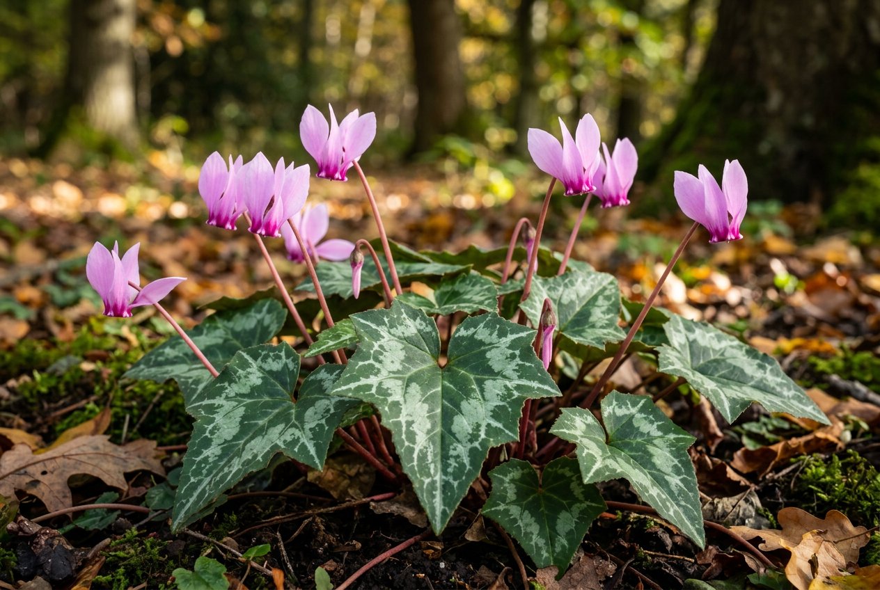 Cyclamen hederifolium (Cyclamen hederifolium) in bloom
